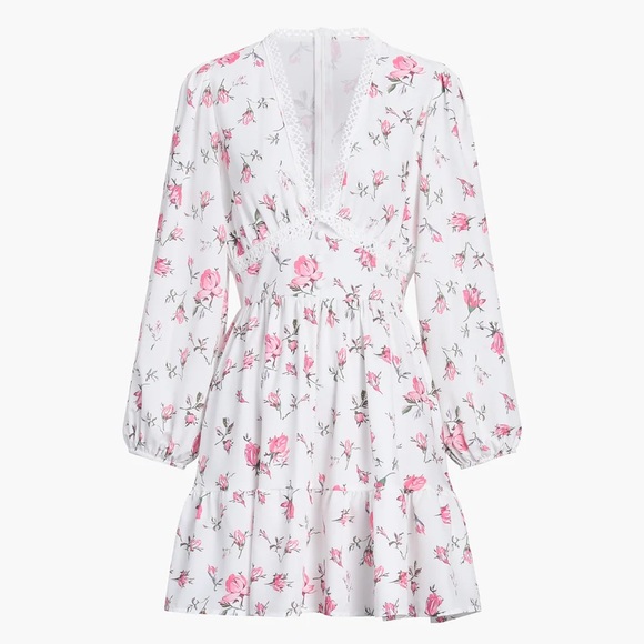 Commense Multi Floral Lace Trim Short Dress - Picture 2 of 6